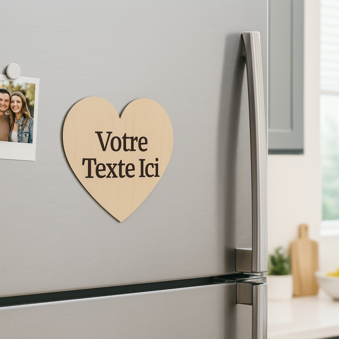 Magnet en bois personnalisé coeur - Mobju
