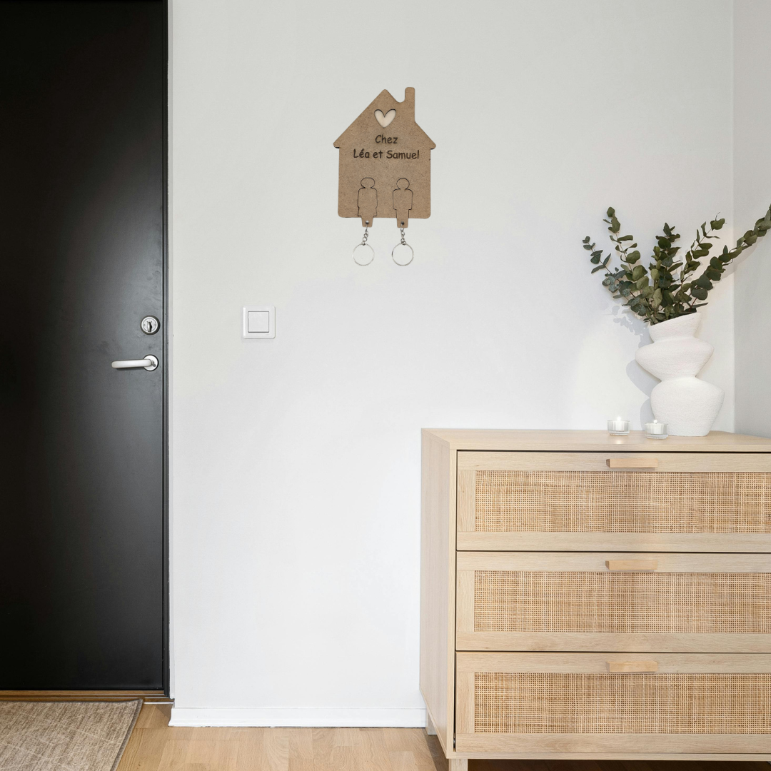 Cadre Mural Maison Avec Porte-Clés - Mobju