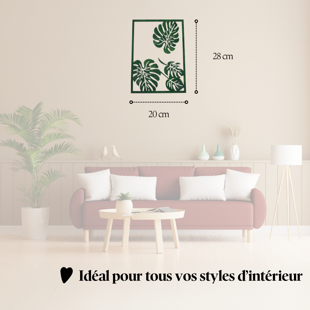 Cadre Mural Bois Feuilles Tropicales - Mobju