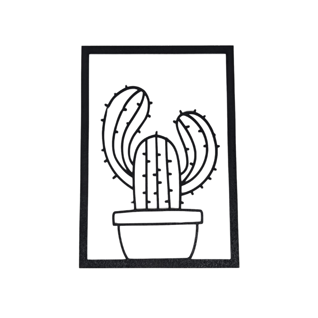Cadre Mural En Bois Cactus 3 Branches - Mobju