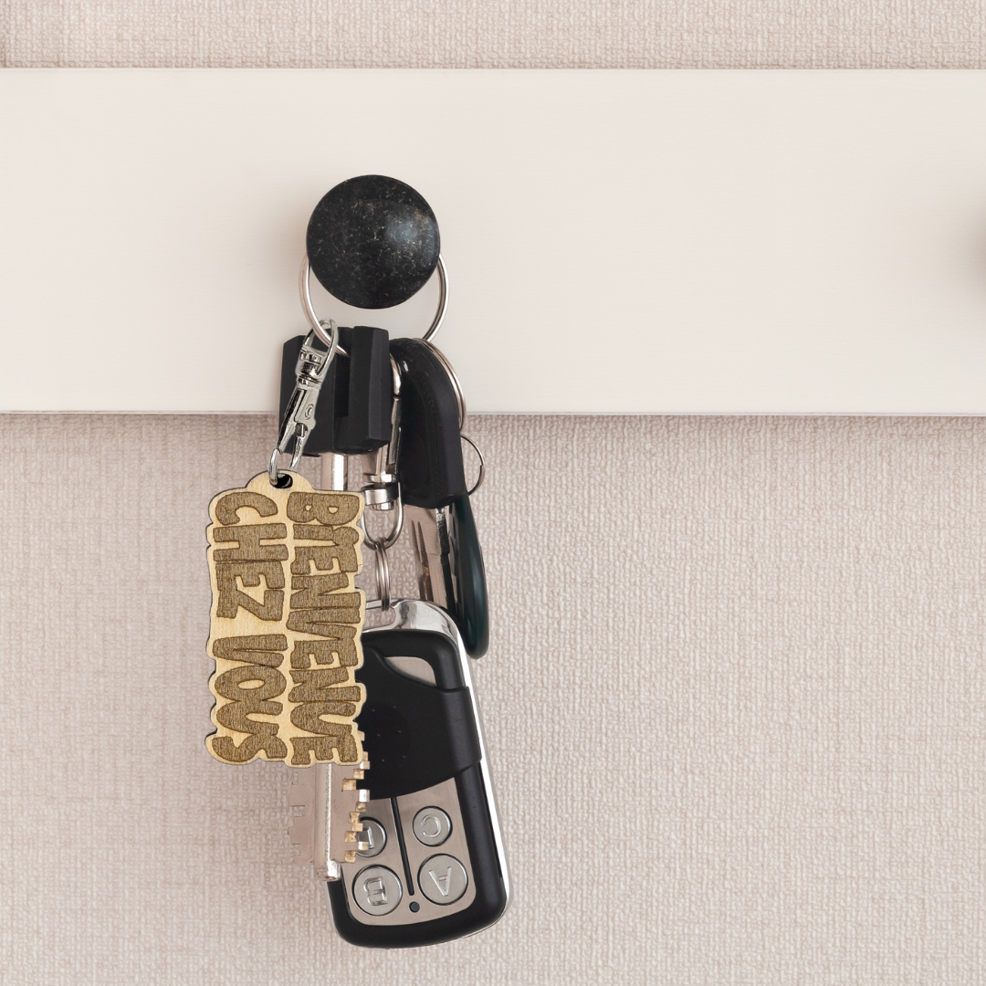 Porte clés Bois Bienvenue Chez Vous - Mobju