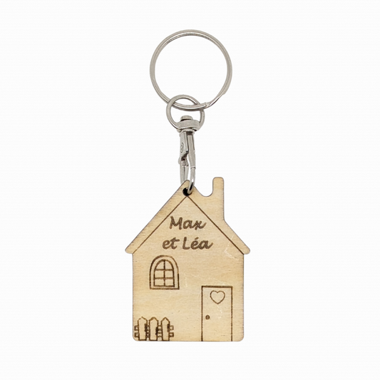Porte Clés Bois Personnalisé Maison - Mobju