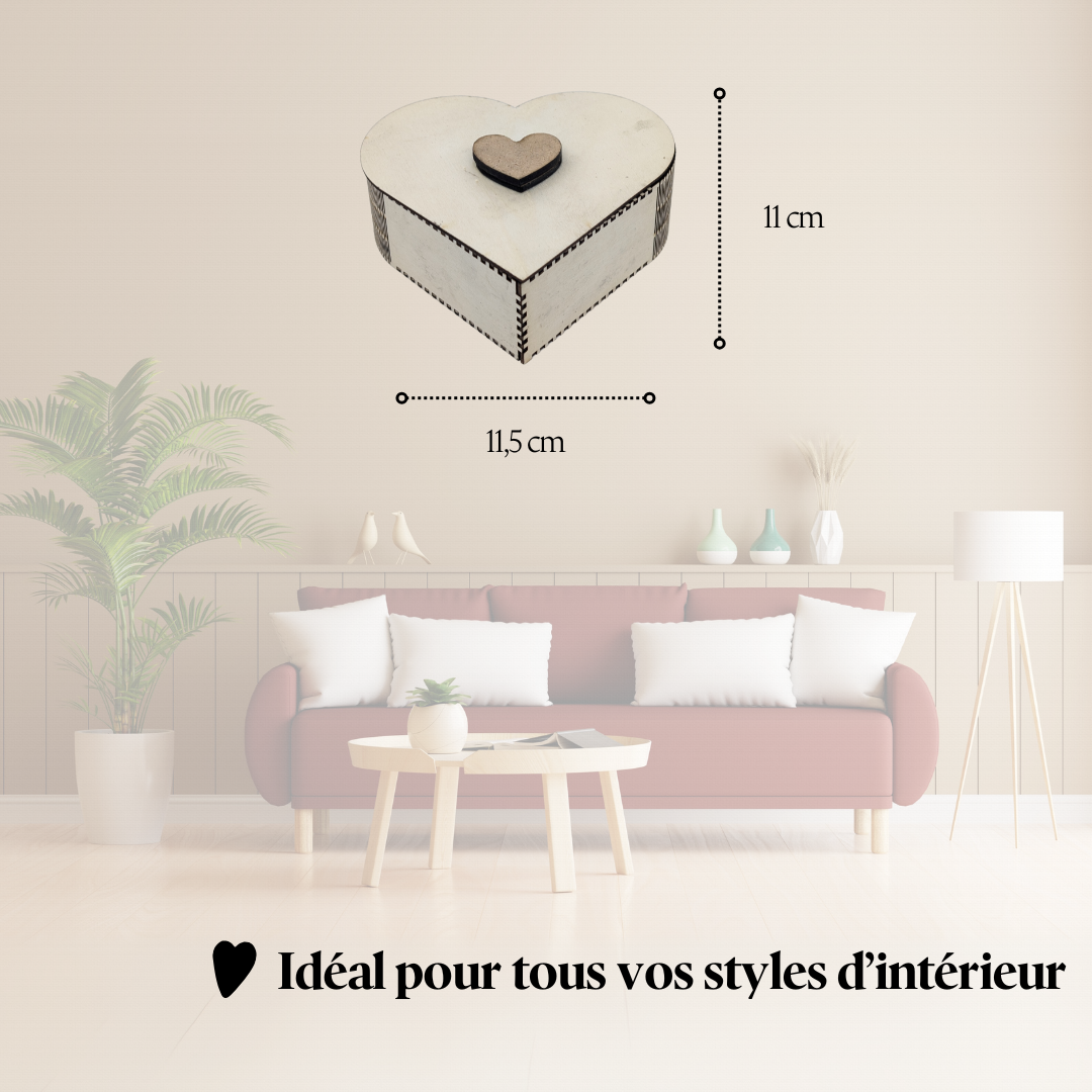 Boite En Bois Coeur - Mobju
