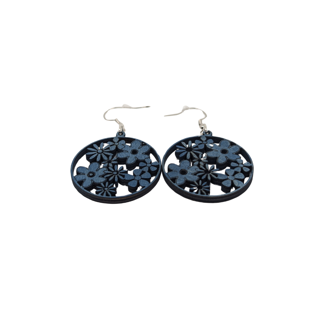 Boucles D'oreilles En Bois Fleurs - Mobju