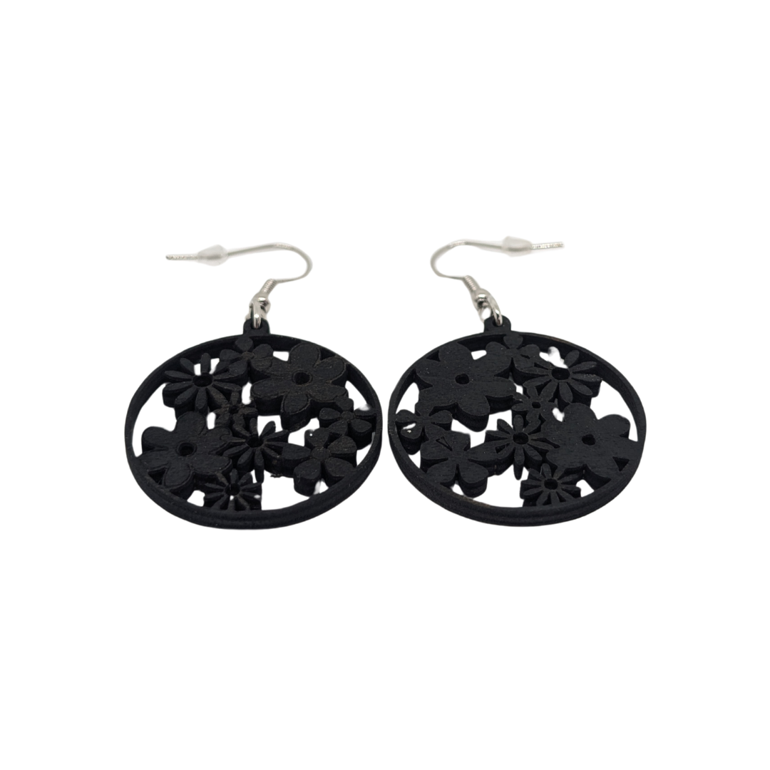 Boucles D'oreilles En Bois Fleurs - Mobju