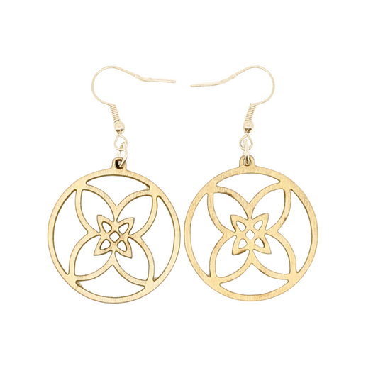 Boucles D'oreilles En Bois Fleur De Lys - Mobju