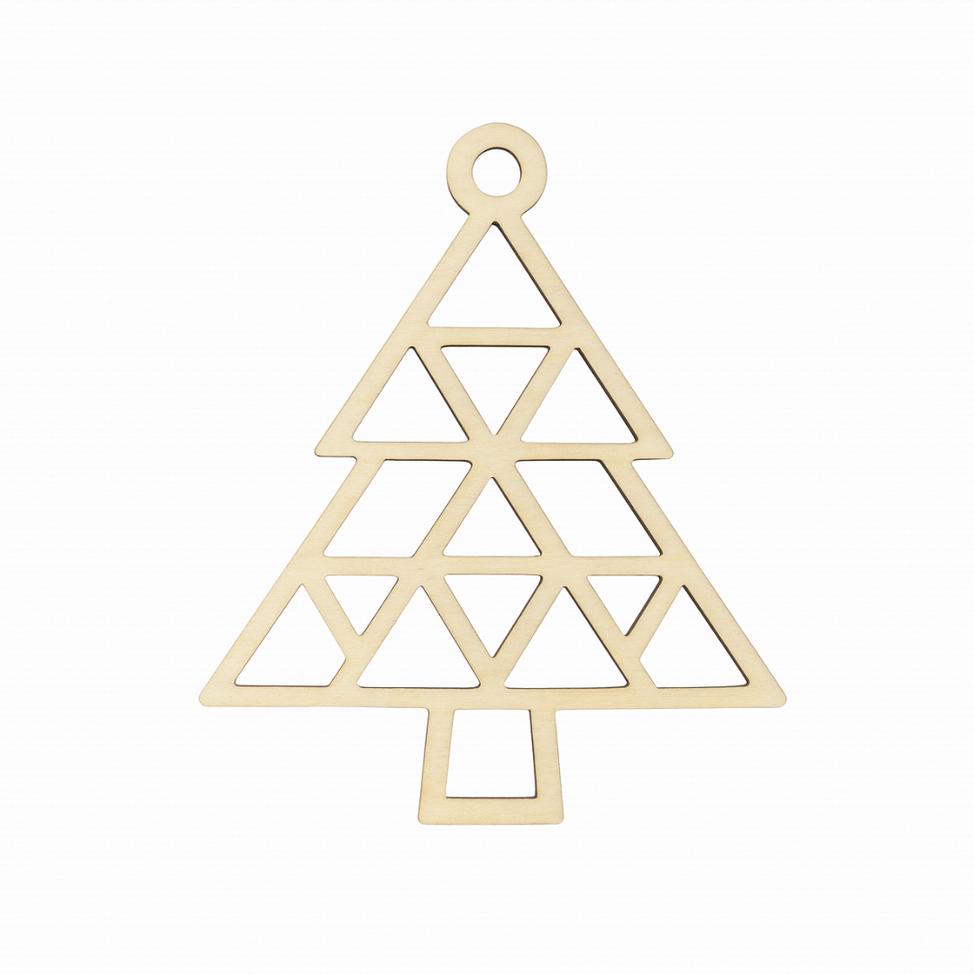 Boule de Noel en bois sapin géométrique - Mobju