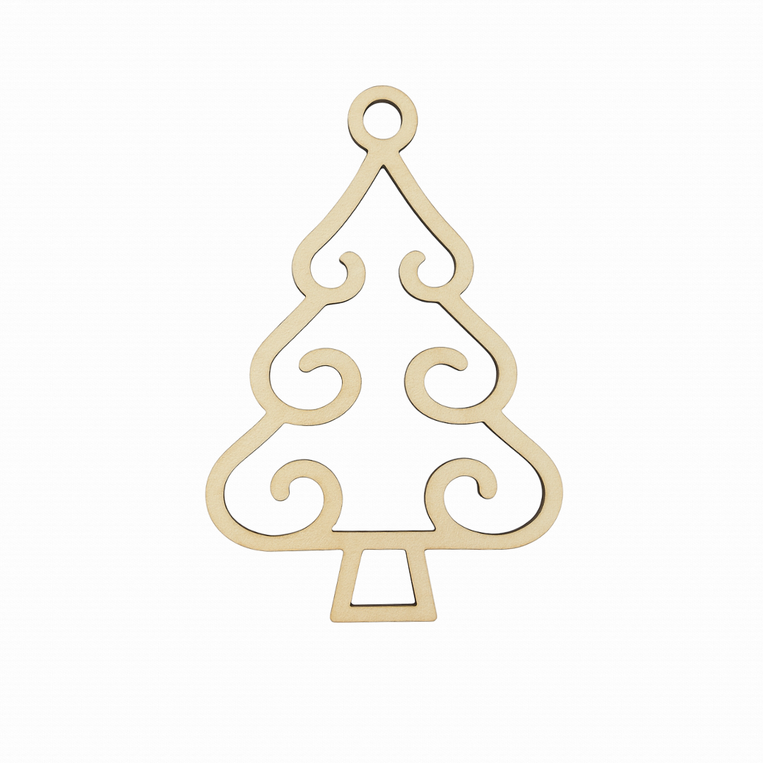 boule de noel en bois sapin vagues - Mobju