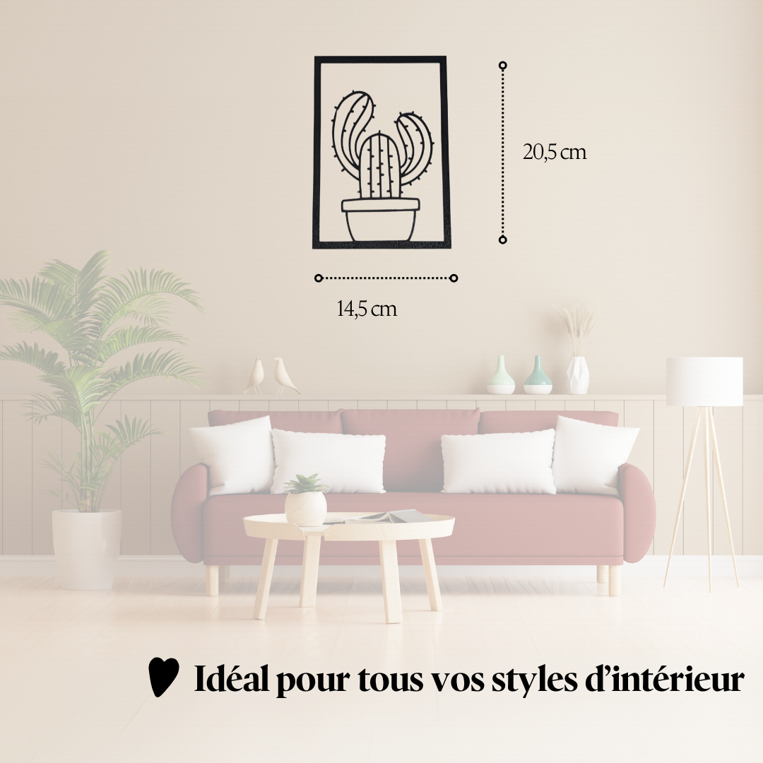 Cadre Mural En Bois Cactus 3 Branches - Mobju