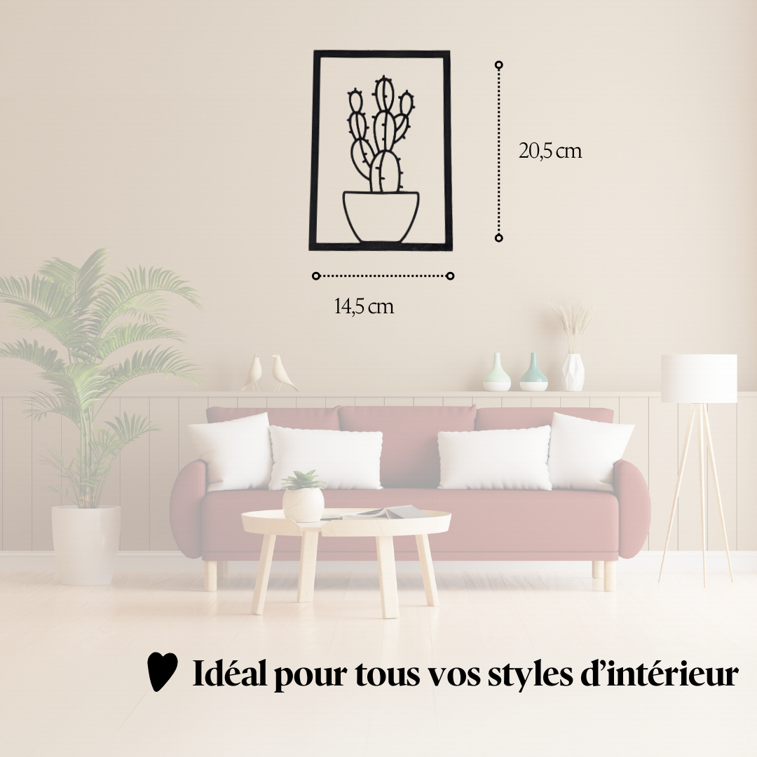 Cadre Mural En Bois Cactus Boutons - Mobju