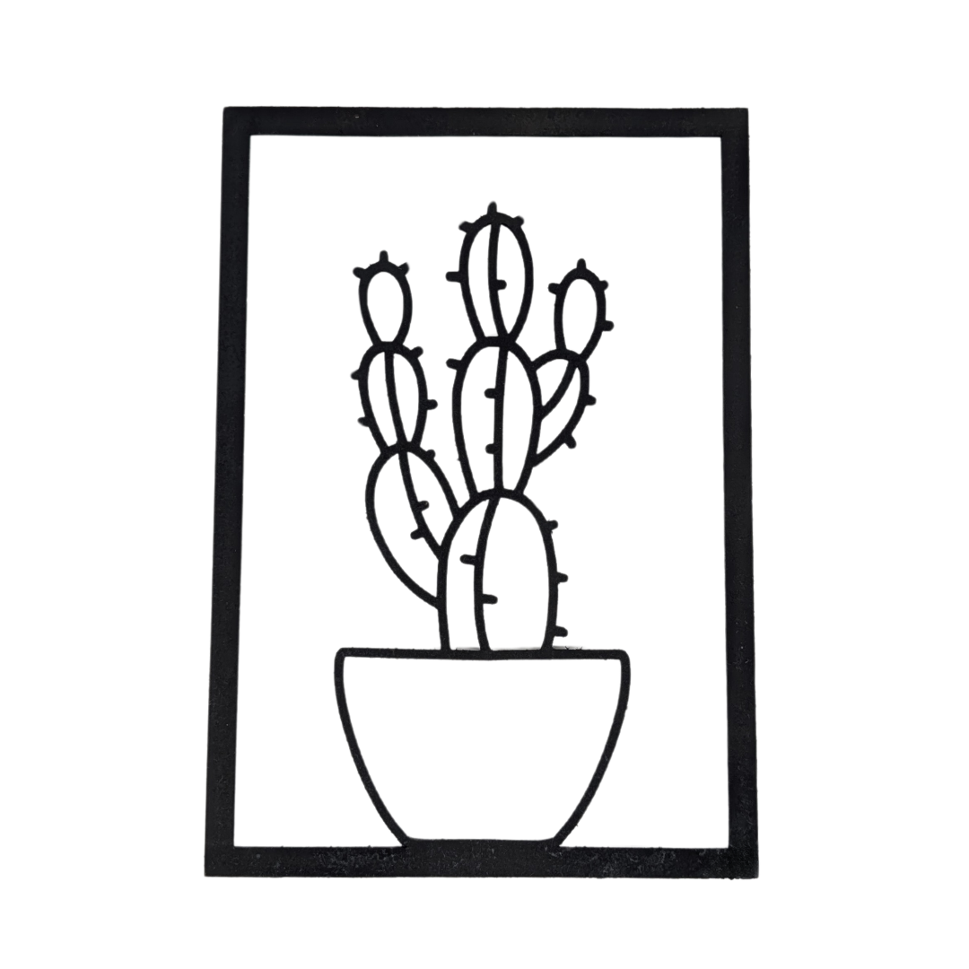 Cadre Mural En Bois Cactus Boutons - Mobju