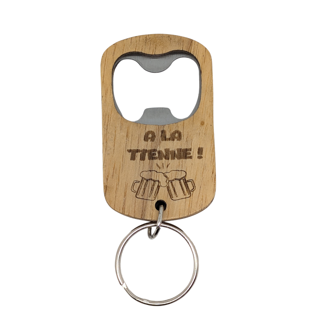 Décapsuleur porte-clés en bois personnalisé - Mobju