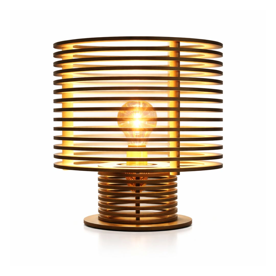 Lampe En Bois Cylindrique - Mobju