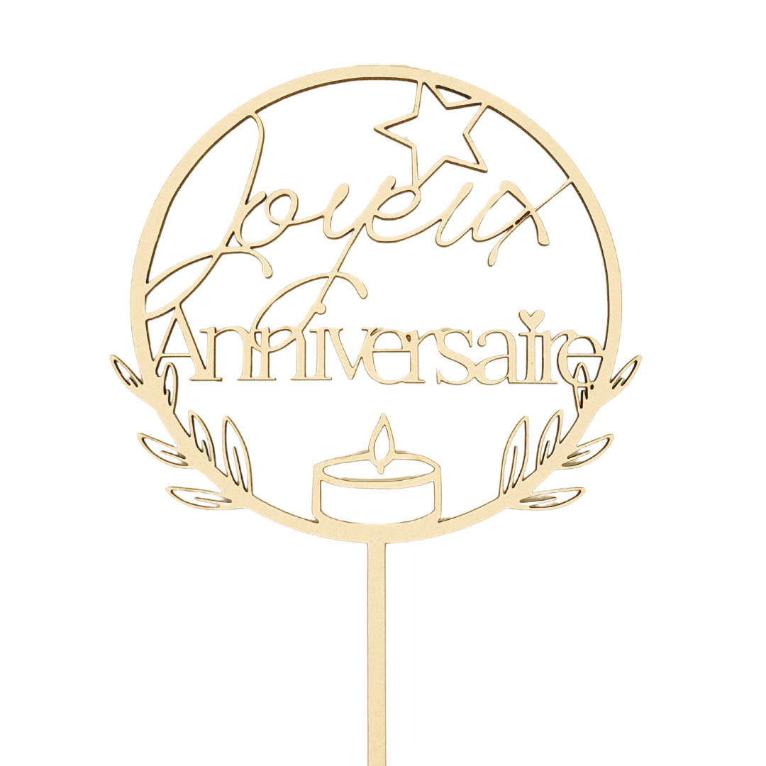 Pique en bois Ronde Joyeux Anniversaire - Mobju