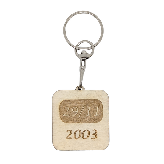 Porte clés en bois personnalisé date - Mobju