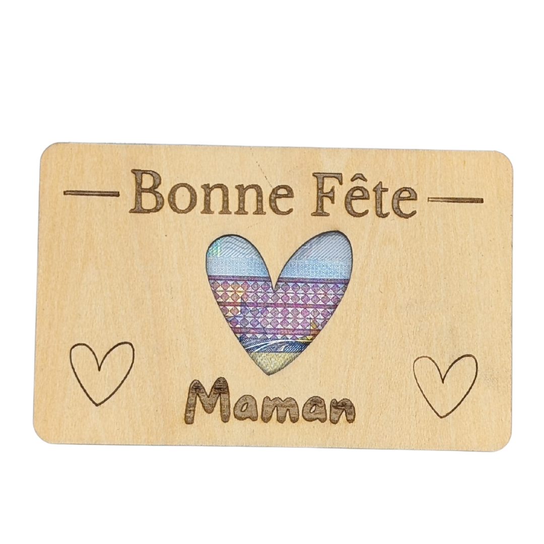 Porte Carte Cadeau En Bois Bonne Fête Maman