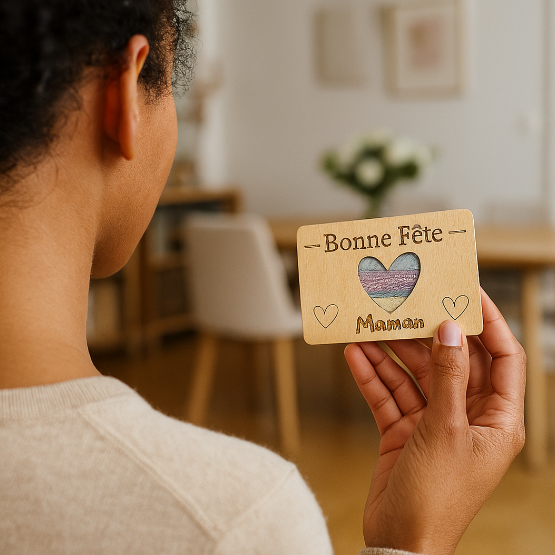 Porte Carte Cadeau En Bois Bonne Fête Maman