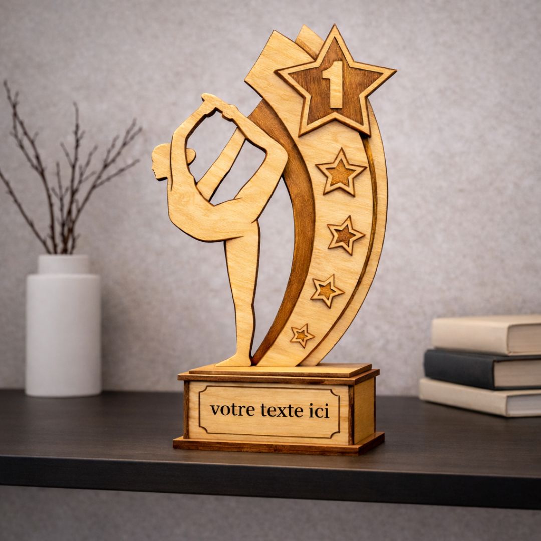 Trophée Bois Gymnastique Personnalisé - Mobju