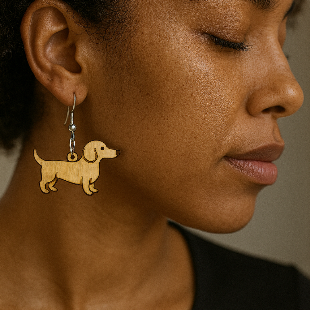 Boucles D'Oreilles En Bois Teckels - Mobju