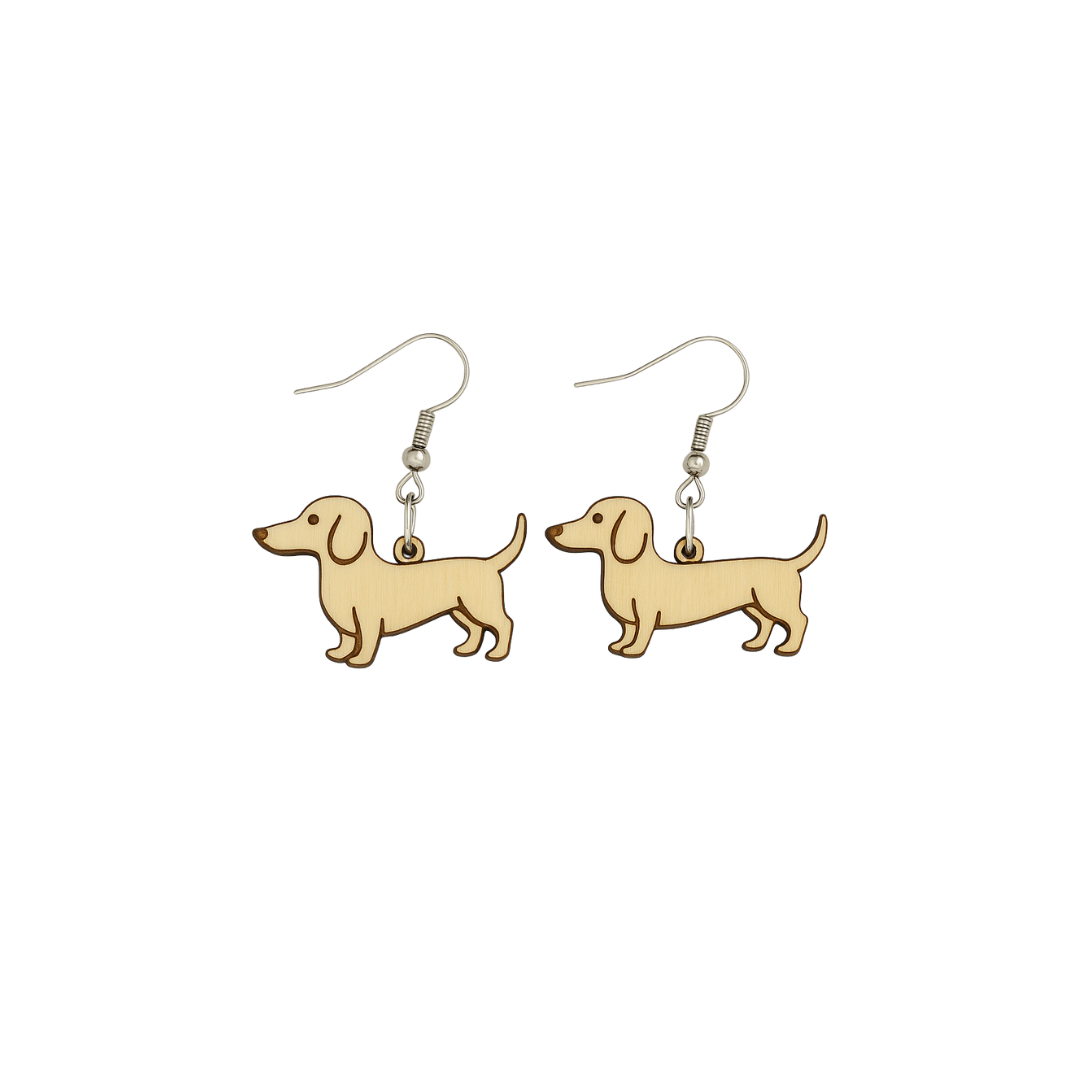 Boucles D'Oreilles En Bois Teckels - Mobju
