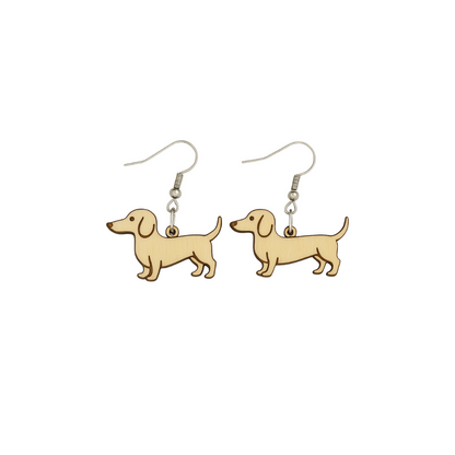 Boucles D'Oreilles En Bois Teckels - Mobju