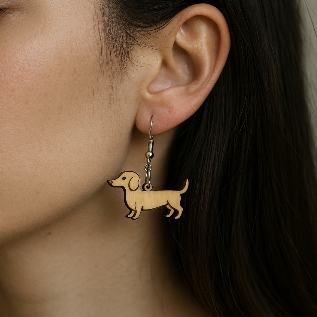 Boucles D'Oreilles En Bois Teckels - Mobju