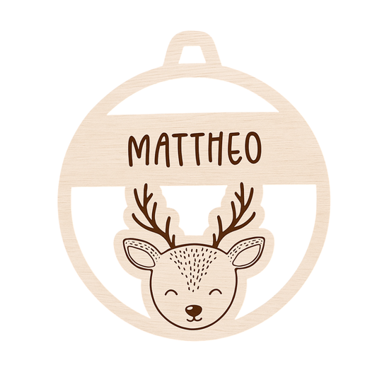 Boule premier noël personnalisée en bois - Mobju