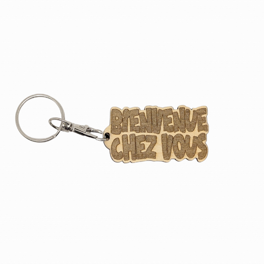 Porte clés Bois Bienvenue Chez Vous - Mobju