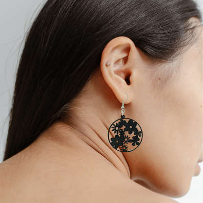 Boucles D'oreilles En Bois Fleurs - Mobju