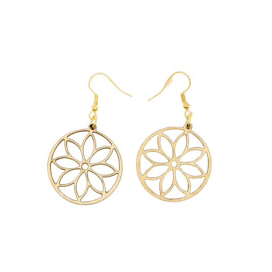 Boucles D'oreilles En Bois Rosace - Mobju