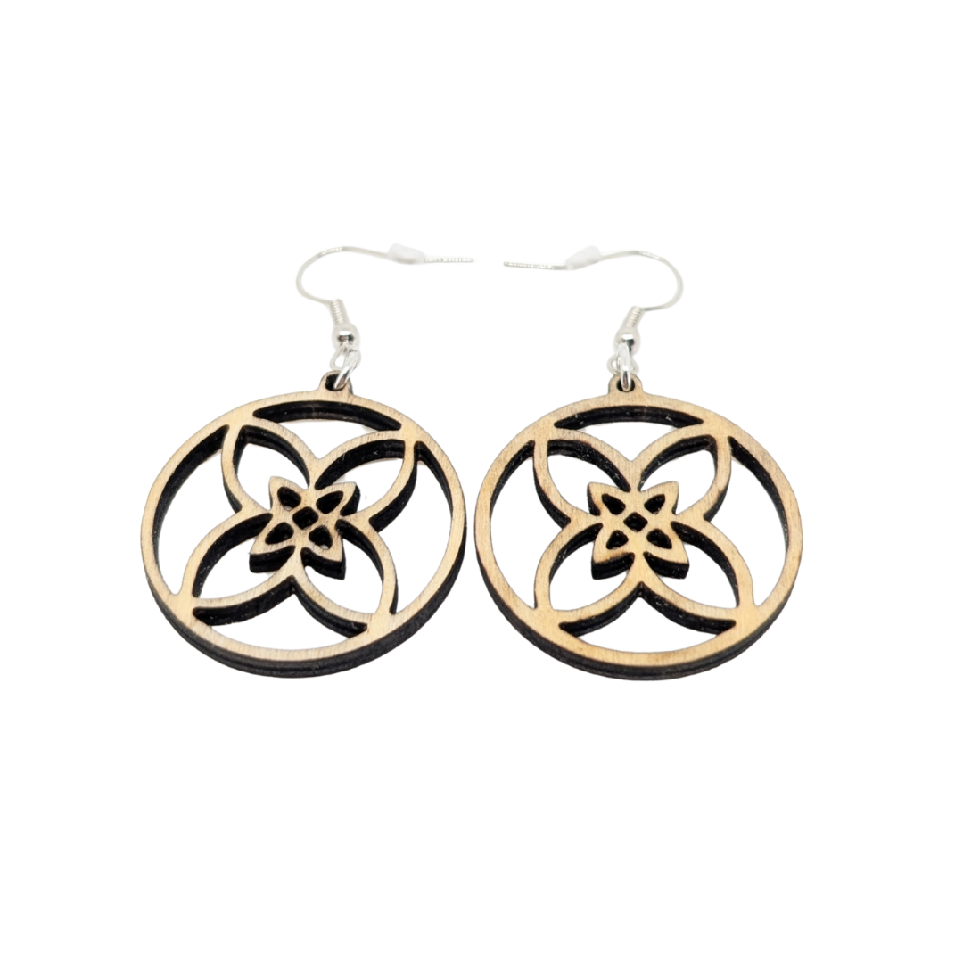 Boucles D'oreilles En Bois Fleur De Lys - Mobju