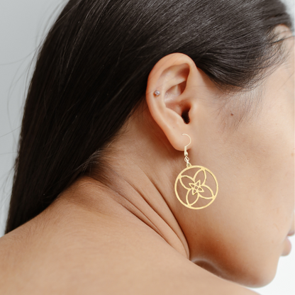 Boucles D'oreilles En Bois Fleur De Lys - Mobju
