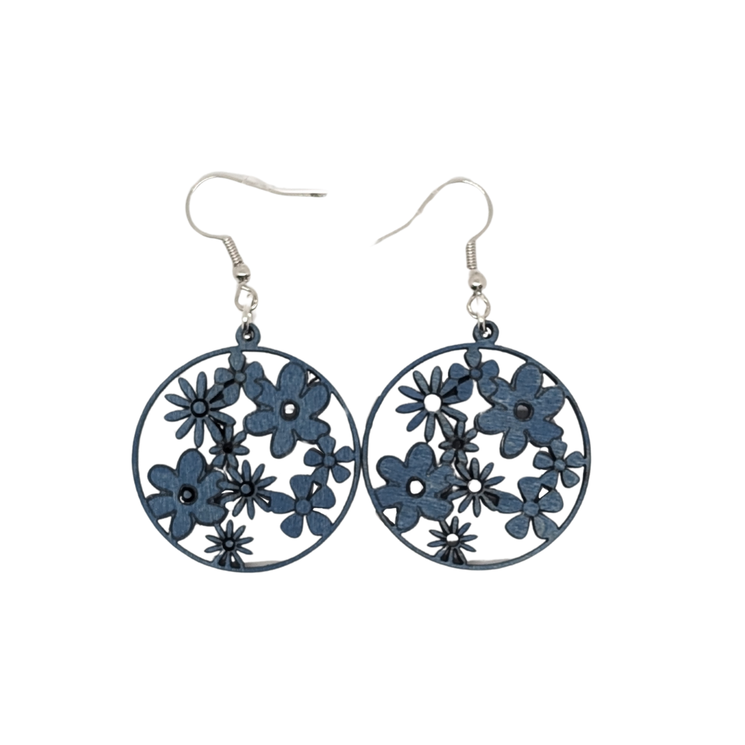 Boucles D'oreilles En Bois Fleurs - Mobju