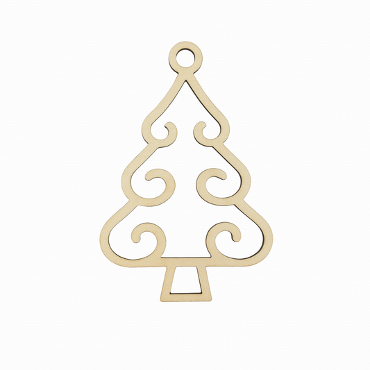 boule de noel en bois sapin vagues - Mobju