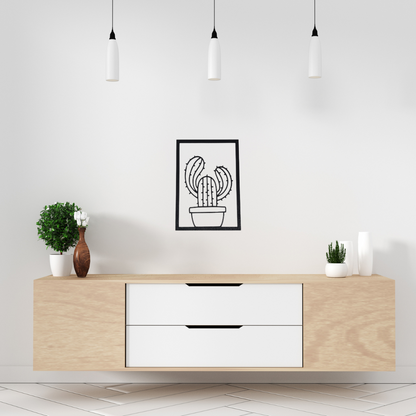 Cadre Mural En Bois Cactus 3 Branches - Mobju