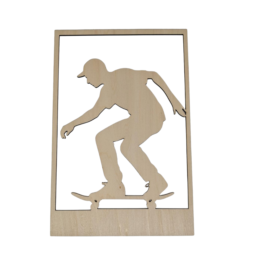 Cadre Mural Bois Skateur - Mobju