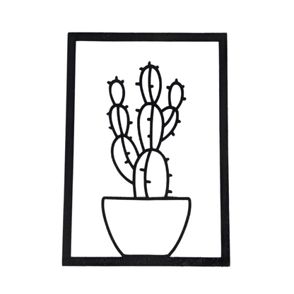 Cadre Mural En Bois Cactus Boutons - Mobju