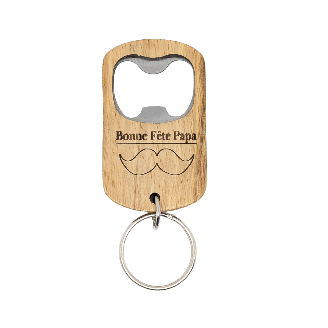 Décapsuleur porte-clés en bois personnalisé - Mobju