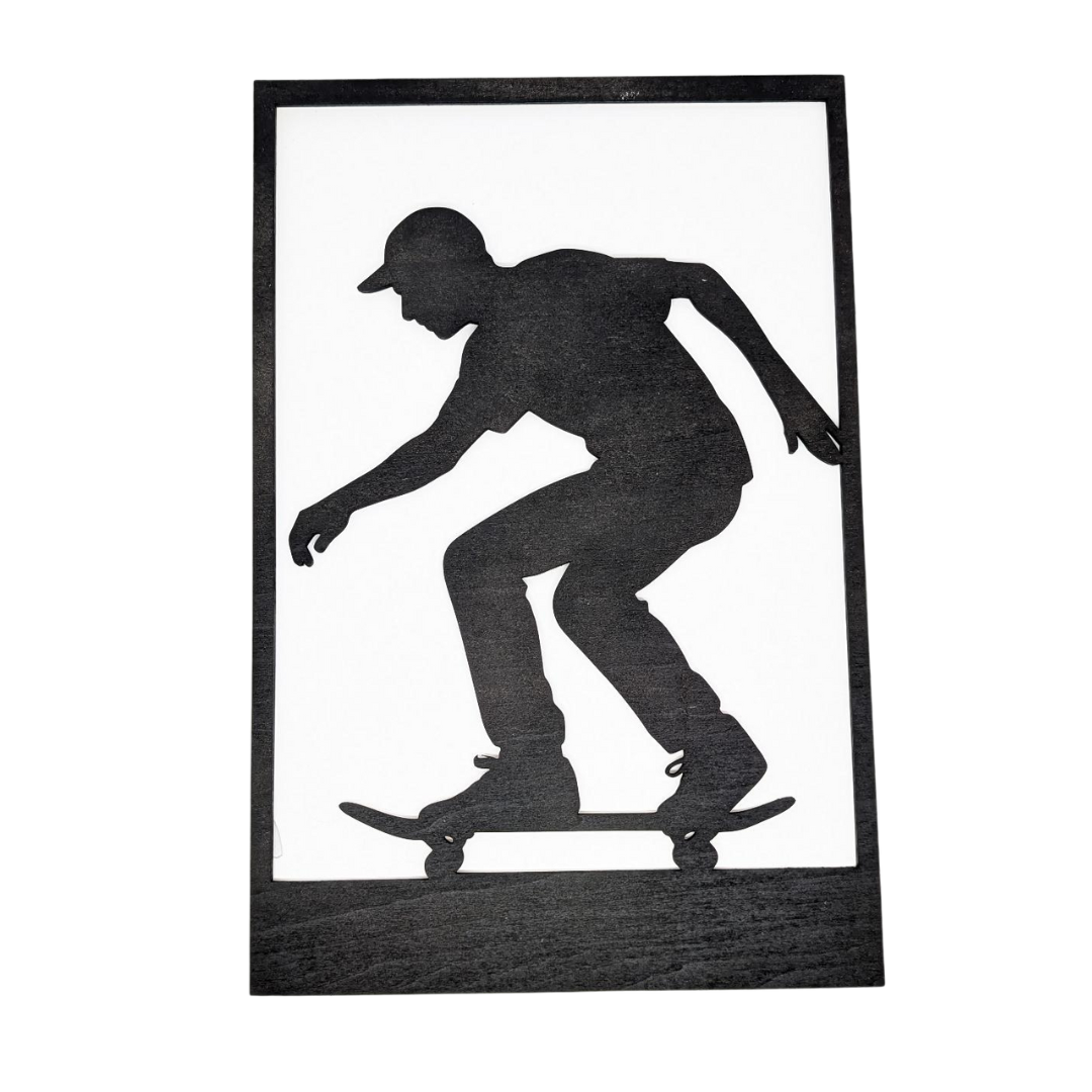 Cadre Mural Bois Skateur - Mobju