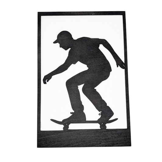 Cadre Mural Bois Skateur - Mobju