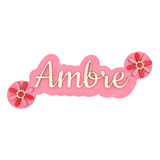 Prénom en bois mural avec fleurs