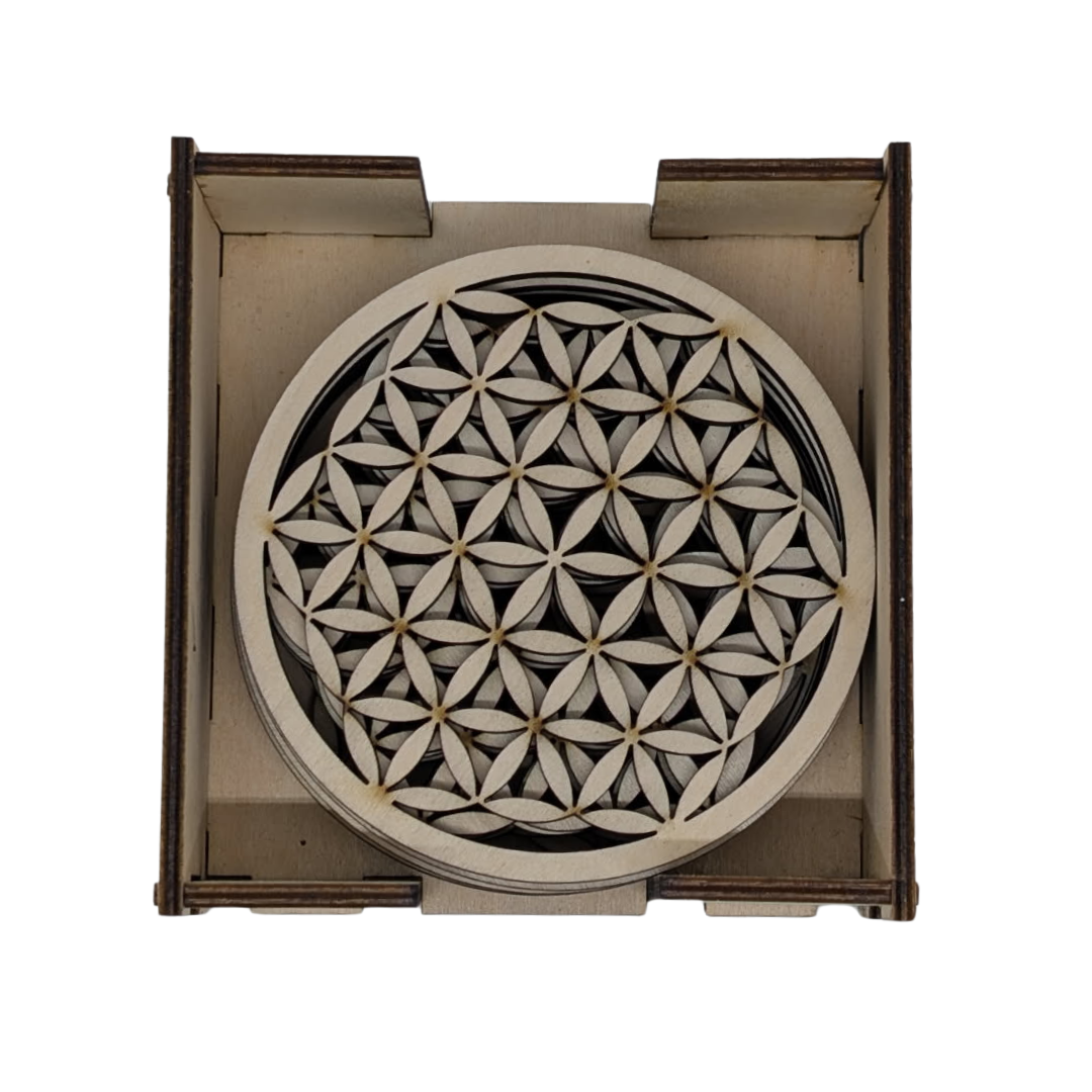 Dessous de verre en bois fleur de vie - Mobju