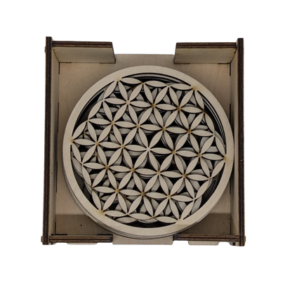 Dessous de verre en bois fleur de vie - Mobju