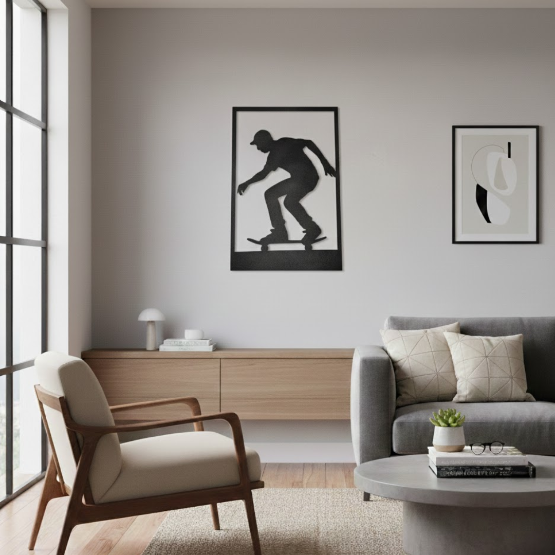Cadre Mural Bois Skateur - Mobju
