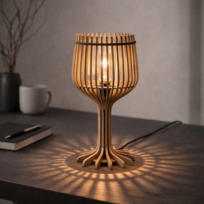 Lampe En Bois Verre A Vin - Mobju