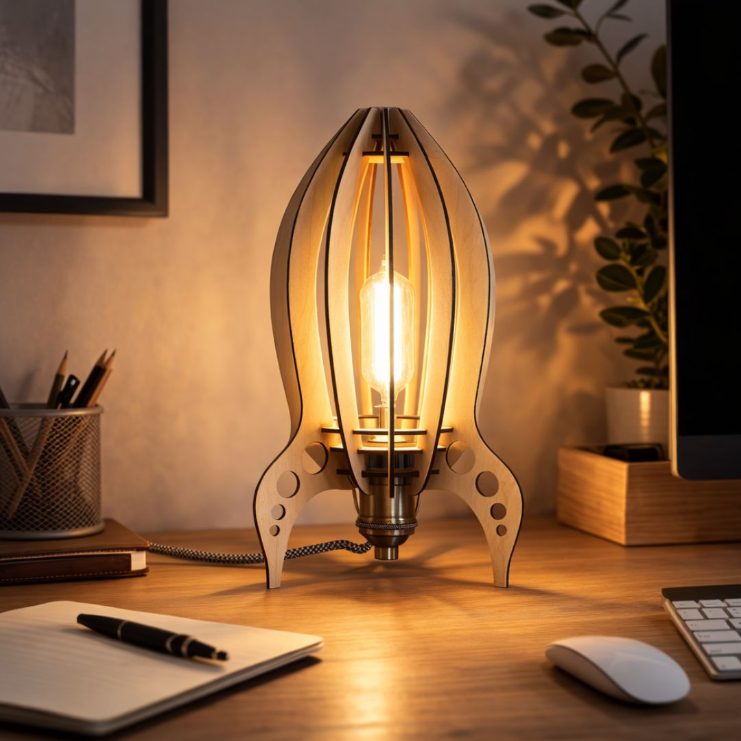 Lampe En Bois Fusée