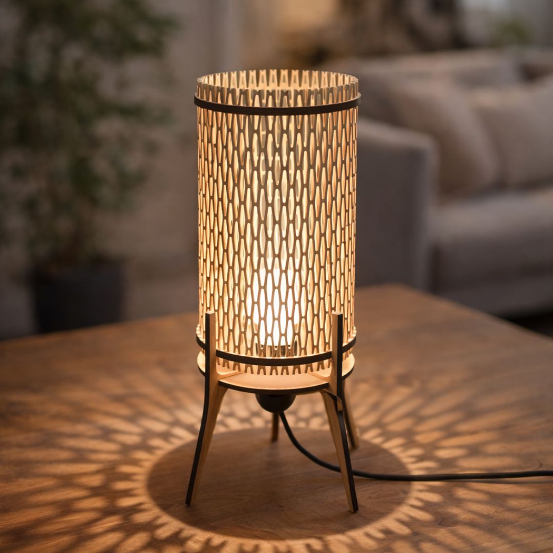 Lampe En Bois Colonne - Mobju