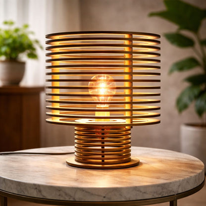 Lampe En Bois Cylindrique - Mobju