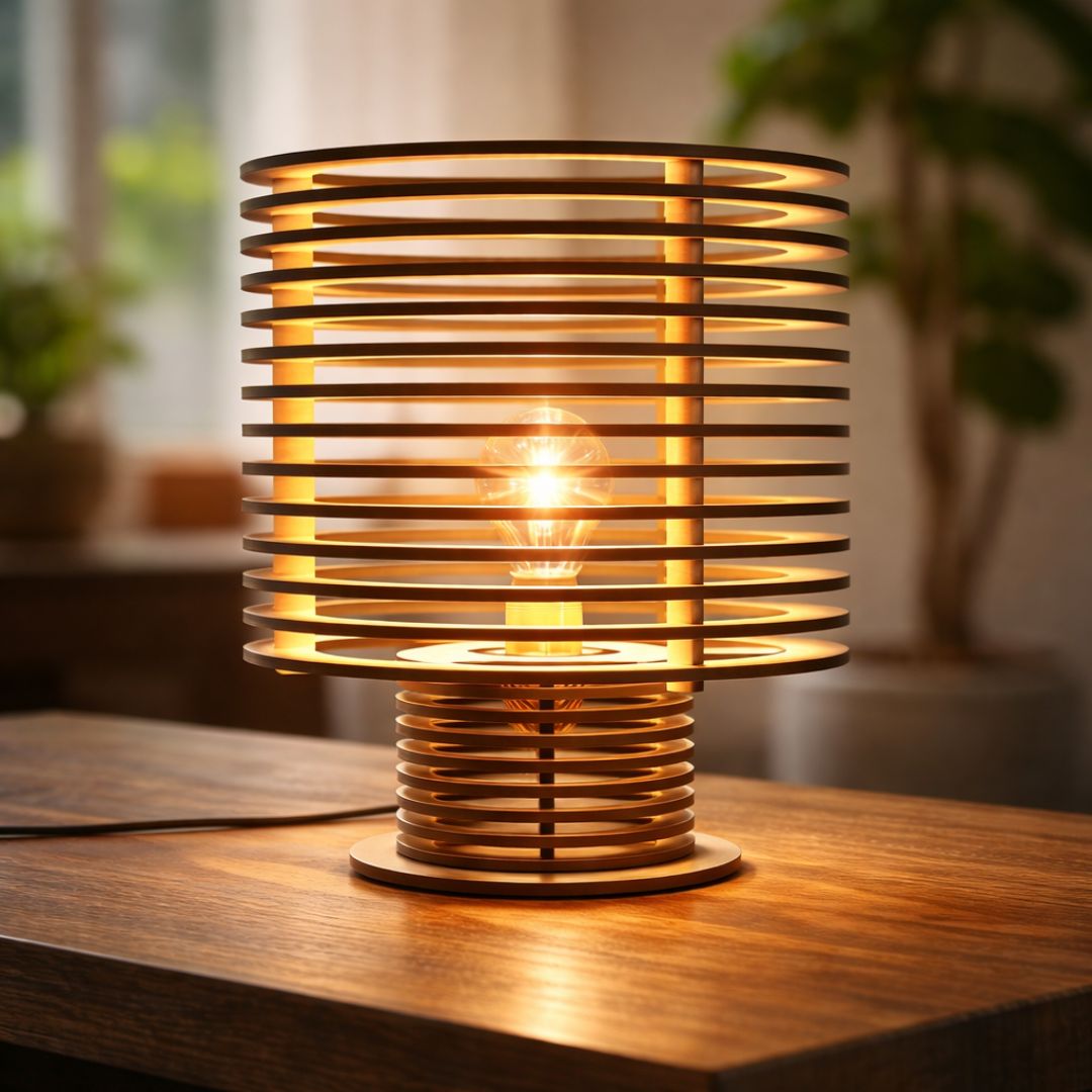 Lampe En Bois Cylindrique - Mobju
