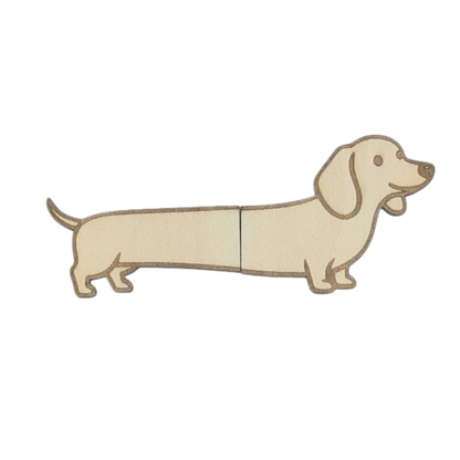 Aimant en bois humoristique teckel en deux parties - Mobju